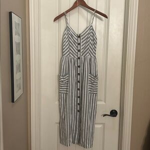 American Eagle Outfitters S Gray Striped Midi Dress